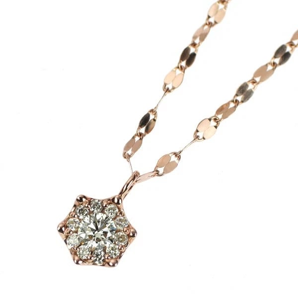 K18PG DIAMOND PENDANT NECKLACE: K18PG Diamond Pendant Necklace Brand: None Type/Style: pendant necklace Material: K18PG, Main Stone Natural Color: PG Size: Chain Length: 71cm Accessories: None Accessories Notice: When purchasing