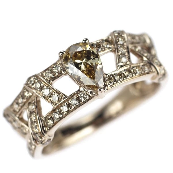 K18BG PEAR SHAPED DIAMOND RING: K18BG Pear Shaped Diamond Ring Brand: None Type/Style: Ring Material: None, Main Stone Natural Color: None Size: 5.25 US Accessories: None Accessories Notice: When purchasing pre-owned goods, please
