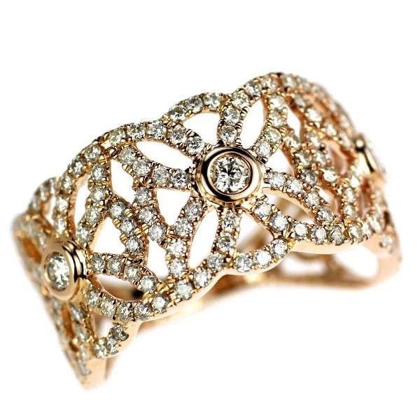 K18PG DIAMOND RING: K18PG Diamond Ring Brand: None Type/Style: Ring Material: K18PG, Main Stone Natural Color: PG Size: 5.5 - 5.75 US Accessories: None Accessories Notice: When purchasing pre-owned goods, please refer