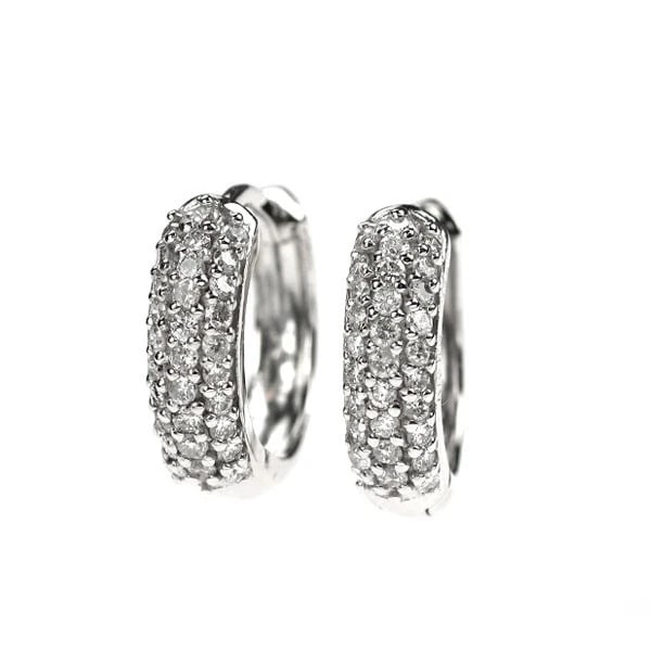 K18WG HOOP DIAMOND EARRINGS: K18WG HOOP DIAMOND EARRINGS Brand: None Type/Style: piercing Material: K18WG, Main Stone Natural Color: WG Size: Length/Width/Diameter 13.4 Accessories: None Accessories Notice: When purchasing