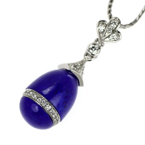 K18WG LAPIS LAZULI DIAMOND PENDANT NECKLACE (1 of 2)