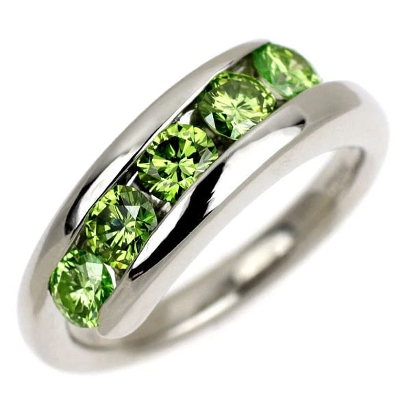 PT900 TREAT GREEN DIAMOND RING: Pt900 Treat Green Diamond Ring Brand: None Type/Style: Ring Material: Pt900, Main Stone Natural Color: None Size: 6 US Accessories: None Accessories Notice: When purchasing pre-owned goods, please