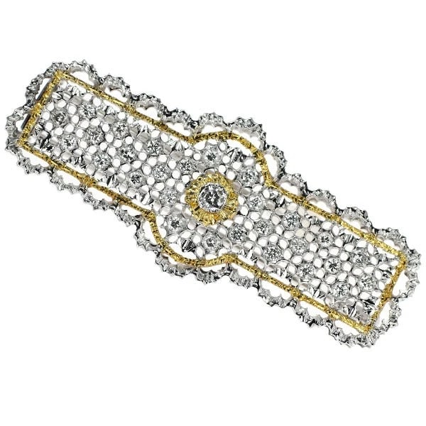 MARIO BUCHERATTI K18YG/WG DIAMOND BROOCH (1 of 2)