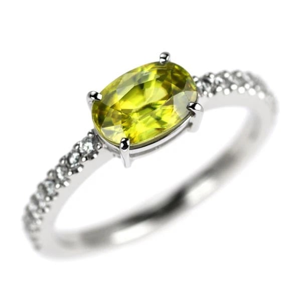 PT900 SPHENE DIAMOND RING: Pt900 Sphene Diamond Ring Brand: None Type/Style: Ring Material: Pt900, Main Stone NAtural Color: None Size: 6 US Accessories: None Accessories Notice: When purchasing pre-owned goods, please refer