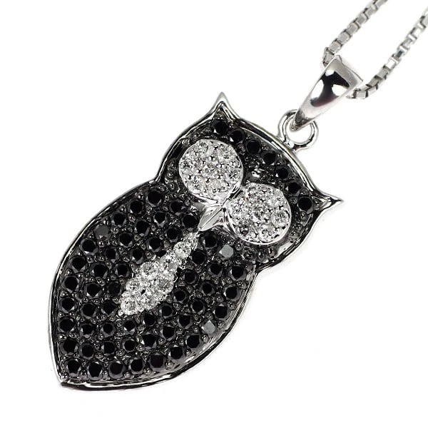 K18WG BLACK/COLORLESS DIAMOND PENDANT NECKLACE: K18WG BLACK/COLORLESS DIAMOND PENDANT NECKLACE Brand: None Type/Style: pendant necklace Material: K18WG, Main Stone Natural Color: WG Size: Chain Length: 46.5cm Accessories: None Accessories Notice: