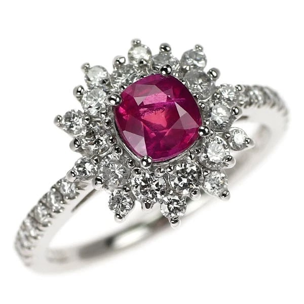 PT900 UNHEATED RUBY DIAMOND RING (1 of 3)