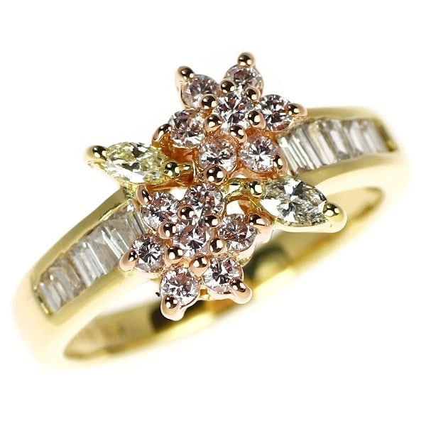 K18YG/PG NATURAL PINK/YELLOW/COLORLESS DIAMOND RING: K18YG/PG natural pink/yellow/colorless diamond ring Brand: None Type/Style: Ring Material: K18YG /K18PG, Main Stone Natural Color: YG/PG Size: 5.25 US Accessories: None Accessories Notice: When
