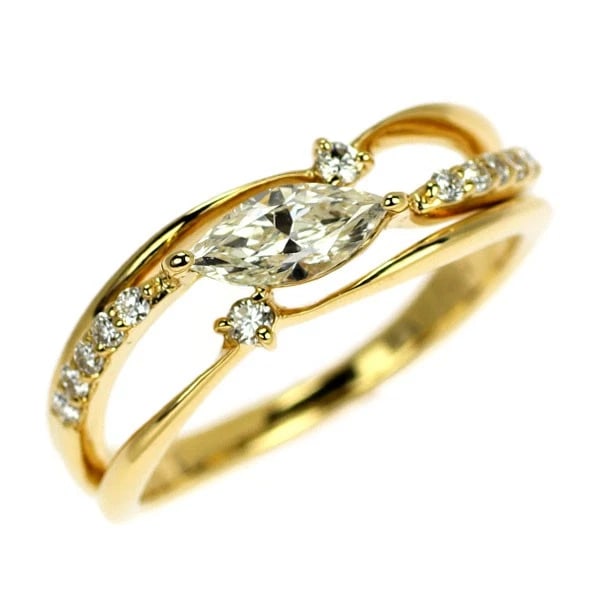 K18YG MARQUISE CUT DIAMOND RING JAPAN: K18YG marquise cut diamond ring Japan Brand: None Type/Style: Ring Material: K18YG, Main Stone Marquise Color: YG Size: 5.5 - 5.75 US Accessories: None Accessories Notice: When purchasing pre-owned
