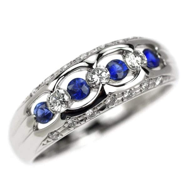 PT900 SAPPHIRE DIAMOND RING: Pt900 sapphire diamond ring Brand: None Type/Style: Ring Material: Pt900, Main Stone Natural/Sapphire Color: None Size: 7.5 US Accessories: None Accessories Notice: When purchasing pre-owned goods,