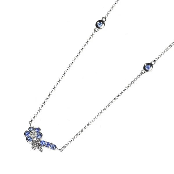 K18WG SAPPHIRE DIAMOND PENDANT NECKLACE: K18WG Sapphire Diamond Pendant Necklace Brand: None Type/Style: pendant necklace Material: K18WG, Main Stone Sapphire Color: WG Size: Chain Length 42cm Accessories: None Accessories Notice: When