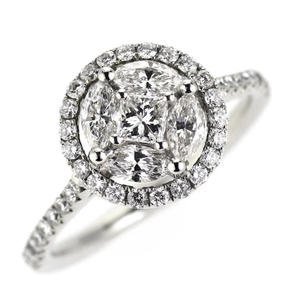 K18WG DIAMOND RING: K18WG diamond ring Brand: None Type/Style: Ring Material: K18WG, Main Stone Natural Color: WG Size: 4 US Accessories: None Accessories Notice: When purchasing pre-owned goods, please refer to the