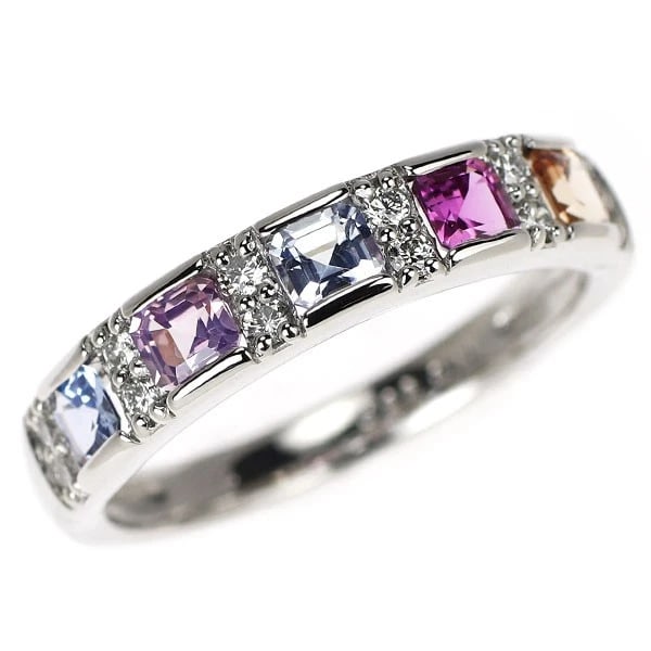 PT900 MULTICOLOR SAPPHIRE DIAMOND RING: Pt900 Multicolor Sapphire Diamond Ring Brand: None Type/Style: Ring Material: PT900, Main Stone Sapphire Color: Pt Size: 6 US Accessories: None Accessories Notice: When purchasing pre-owned goods,