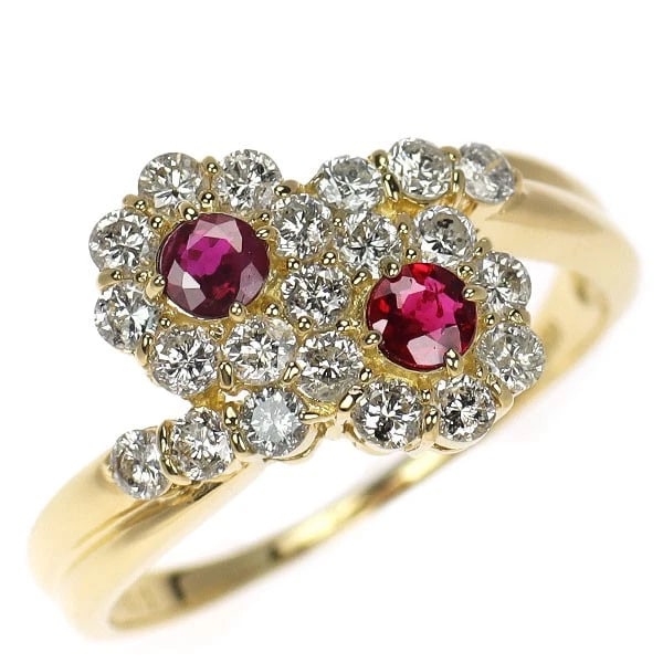 K18YG RUBY DIAMOND RING: K18YG Ruby Diamond Ring Brand: None Type/Style: Ring Material: K18YG, Main Stone Ruby Color: YG Size: 7.5 US Accessories: None Accessories Notice: When purchasing pre-owned goods, please r