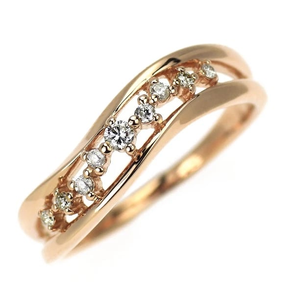 4? K18PG DIAMOND RING: 4? K18PG diamond ring Brand: 4? Type/Style: Ring Material: K18PG, Main Stone Natural Color: PG Size: 5.25 US Accessories: None Accessories Notice: When purchasing pre-owned goods, please refer to the
