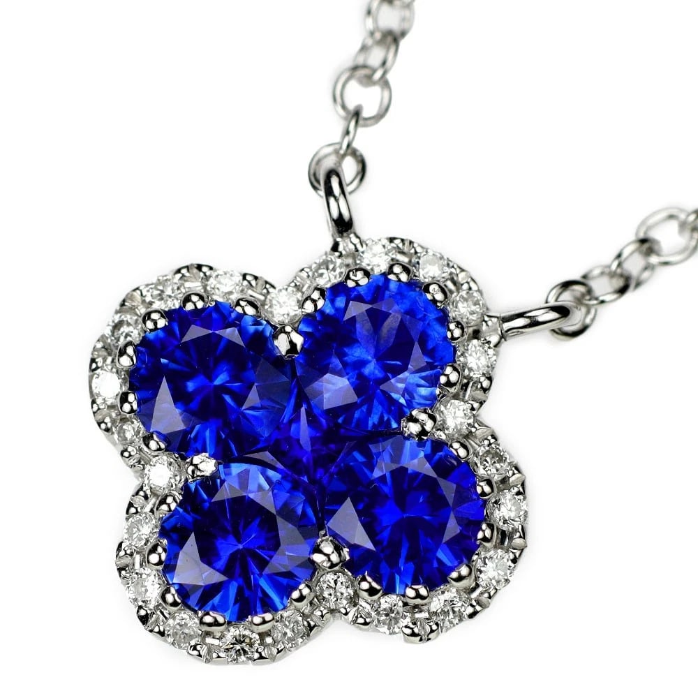 K18WG SAPPHIRE DIAMOND PENDANT NECKLACE: K18WG Sapphire Diamond Pendant Necklace Brand: None Type/Style: pendant necklace Material: K18WG, Main Stone Sapphire Color: WG Size: Chain Length 41cm Accessories: None Accessories Notice: When