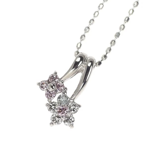 K18WG NATURAL PINK DIAMOND PENDANT NECKLACE: K18WG natural pink diamond pendant necklace Brand: None Type/Style: pendant necklace Material: K18WG, Main Stone Natural Color: WG Size: Chain Length 40cm Accessories: None Accessories Notice: When