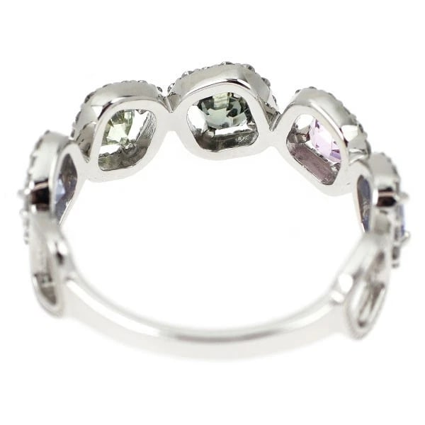 PT900 MULTICOLOR SAPPHIRE DIAMOND RING - 2