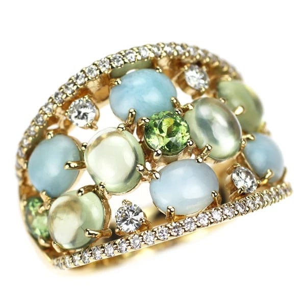 K18YG COLORED STONE DIAMOND RING (1 of 3)