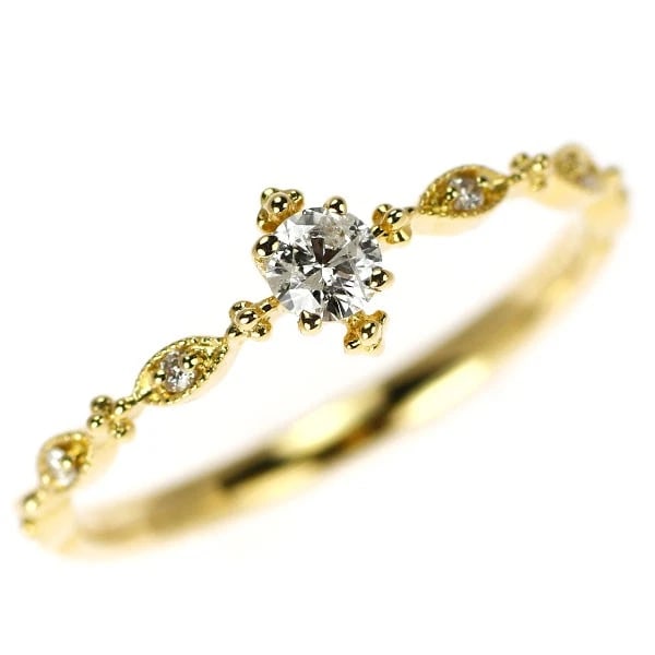 K18YG DIAMOND RING: K18YG diamond ring Brand: None Type/Style: Ring Material: K18YG, Main Stone Natural Color: YG Size: 6 US Accessories: None Accessories Notice: When purchasing pre-owned goods, please refer to the
