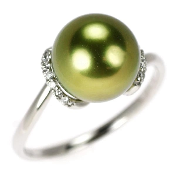PT900 PISTACHIO PEARL DIAMOND RING: Pt900 pistachio pearl diamond ring Brand: None Type/Style: Ring Material: Pt900, Main Stone Pistachio pearl Color: None Size: 5.5 - 5.75 US Accessories: None Accessories Notice: When purchasing