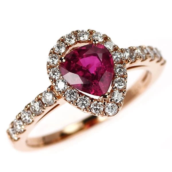 K18PG PIGEON BLOOD RUBY DIAMOND RING: K18PG Pigeon Blood Ruby Diamond Ring Brand: None Type/Style: Ring Material: K14PG, Main Stone Natural Color: PG Size: 5.25 US Accessories: None Accessories Notice: When purchasing pre-owne