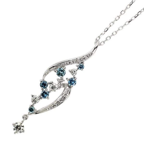 K18WG TREAT BLUE DIAMOND PENDANT NECKLACE: K18WG Treat Blue Diamond Pendant Necklace Brand: None Type/Style: pendant necklace Material: K18WG, Main Stone Natural Color: WG Size: Chain Length 46cm Accessories: None Accessories Notice: When