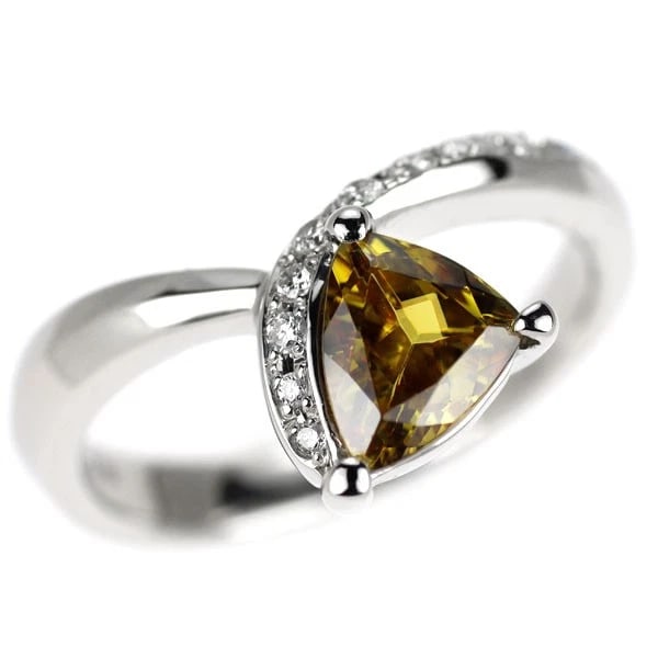 PT900 SPHENE DIAMOND RING: Pt900 Sphene Diamond Ring Brand: None Type/Style: Ring Material: Pt900, Main Stone Natural Color: None Size: 6 US Accessories: None Accessories Notice: When purchasing pre-owned goods, please refer