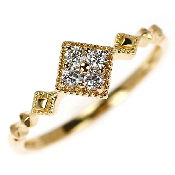 K18YG DIAMOND RING: K18YG diamond ring Brand: None Type/Style: Ring Material: K18YG, Main Stone Natural Color: YG Size: 5.25 US Accessories: None Accessories Notice: When purchasing pre-owned goods, please refer to the