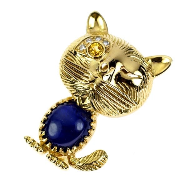 K18YG SAPPHIRE YELLOW SAPPHIRE DIAMOND BROOCH: K18YG sapphire yellow sapphire diamond brooch Brand: None Type/Style: brooch Material: K18YG, Color: Size: Length/Width/Diameter 23.2 Accessories: None Accessories Notice: When purchasing