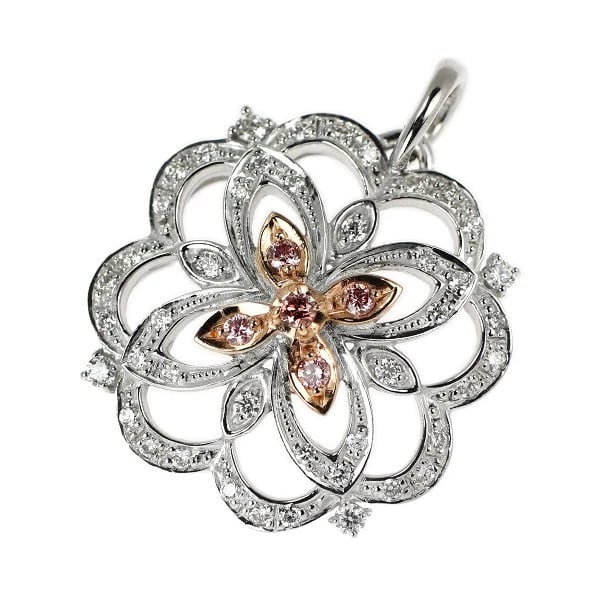 K18WG/ PG NATURAL PINK DIAMOND PENDANT TOP: K18WG/ PG natural pink diamond pendant top Brand: None Type/Style: pendant top Material: K18PG/WG, Main Stone Natural Color: WG/PG Size: Length/Width/Diameter 29.7 Accessories: None Accessories