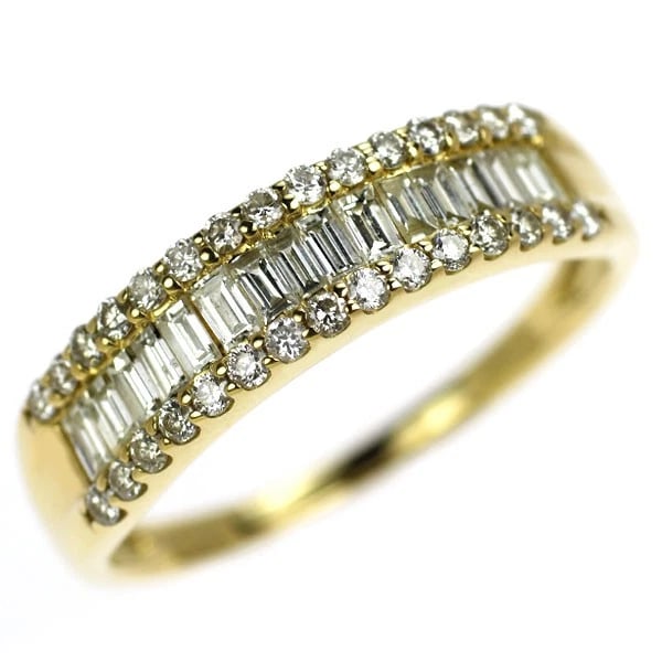 K18YG DIAMOND RING: K18YG diamond ring Brand: None Type/Style: Ring Material: K18YG, Main Stone Natural Color: YG Size: 7.5 US Accessories: None Accessories Notice: When purchasing pre-owned goods, please refer to the