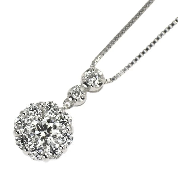 K18WG DIAMOND PENDANT NECKLACE: K18WG DIAMOND PENDANT NECKLACE Brand: None Type/Style: pendant necklace Material: K18WG, Main Stone Natural Color: WG Size: Chain Length: 45cm Accessories: None Accessories Notice: When purchasing