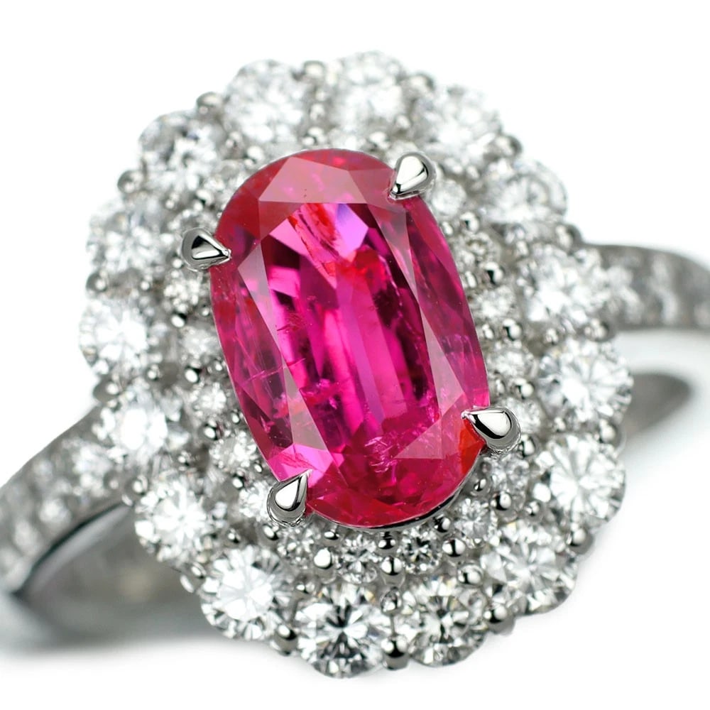 PT900 UNHEATED RUBY DIAMOND RING: Pt900 Unheated Ruby Diamond Ring Brand: None Type/Style: Ring Material: Pt900, Main Stone Natural/Ruby Color: None Size: 6 US Accessories: None Accessories Notice: When purchasing pre-owne