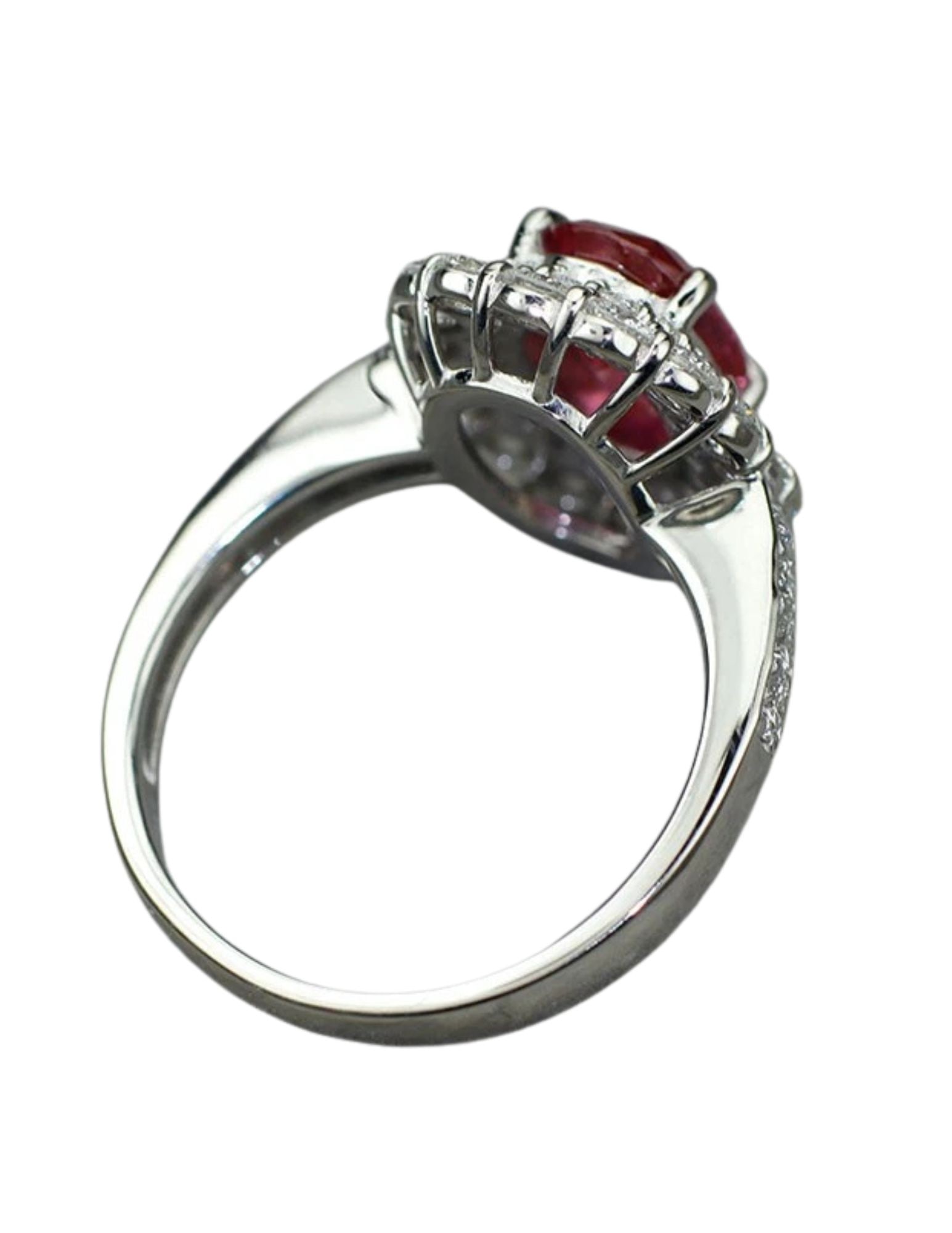 PT900 UNHEATED RUBY DIAMOND RING - 3