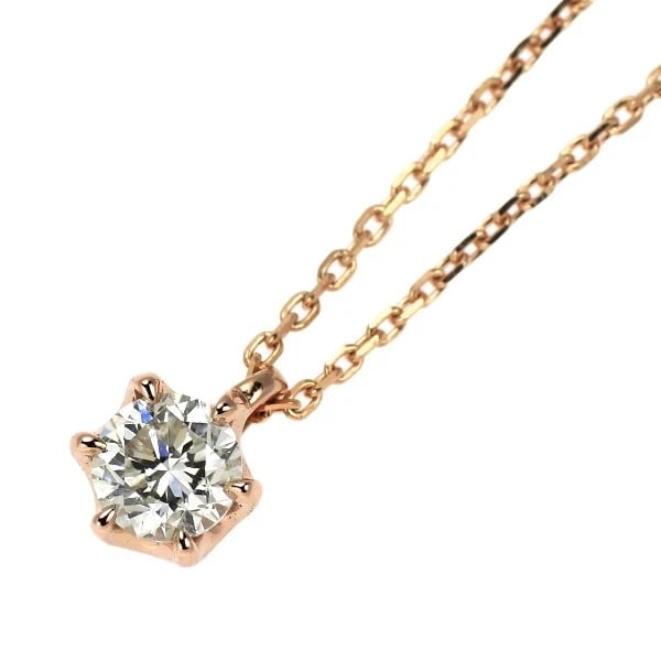 K18PG DIAMOND PENDANT NECKLACE: K18PG Diamond Pendant Necklace Brand: None Type/Style: pendant necklace Material: K18PG, Main Stone Natural Color: PG Size: Chain Length 45.5cm Accessories: None Accessories Notice: When purchasing