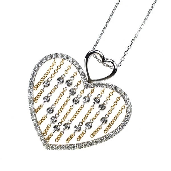 DAMAS K18YG/WG DIAMOND PENDANT NECKLACE: DAMAS K18YG/WG Diamond Pendant Necklace Brand: None Type/Style: pendant necklace Material: K18WG/YG, Main Stone Natural Color: YG/WG Size: Chain Length 40.5cm Accessories: None Accessories Notice: