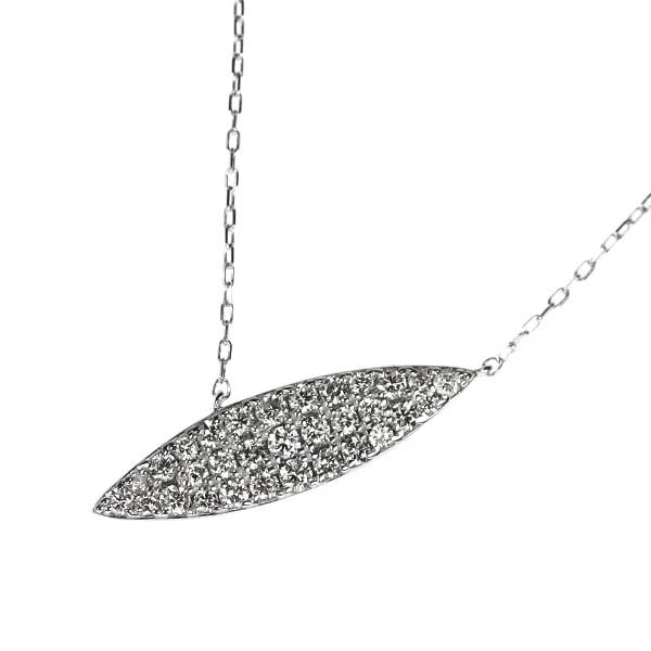 K18WG DIAMOND PENDANT NECKLACE: K18WG Diamond Pendant Necklace Brand: None Type/Style: pendant necklace Material: K18WG, Main Stone Natural Color: WG Size: Chain Length: 41.5cm Accessories: None Accessories Notice: When purchasing
