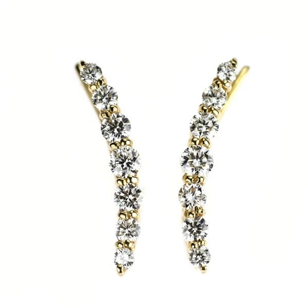 K18YG DIAMOND EARRING AND EAR CUFF: K18YG Diamond earring and ear cuff Brand: None Type/Style: earring Material: K18YG, Main Stone Natural Color: YG Size: Length/Width/Diameter 17.5 Accessories: None Accessories Notice: When purchasing