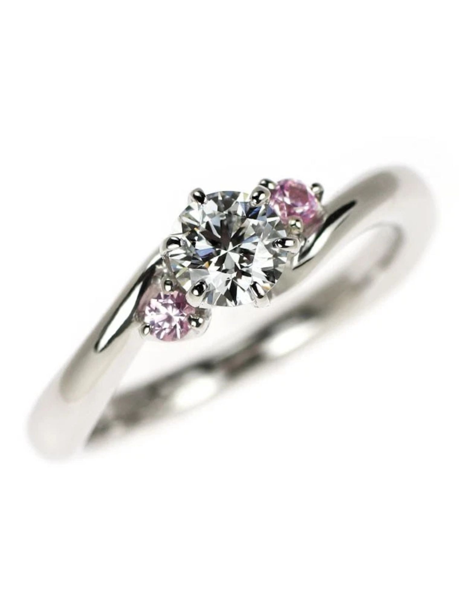 PT950 DIAMOND PINK SAPPHIRE RING: Pt950 Diamond Pink Sapphire Ring Brand: None Type/Style: Ring Material: Pt900, Main Stone Sapphire Color: None Size: 4 US Accessories: None Accessories Notice: When purchasing pre-owned goods, please