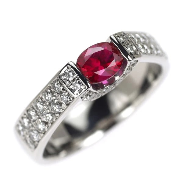 PT900 RUBY DIAMOND RING: Pt900 ruby diamond ring Brand: None Type/Style: Ring Material: Pt900, Main Stone Ruby Color: None Size: 7.25 US Accessories: None Accessories Notice: When purchasing pre-owned goods, pleas