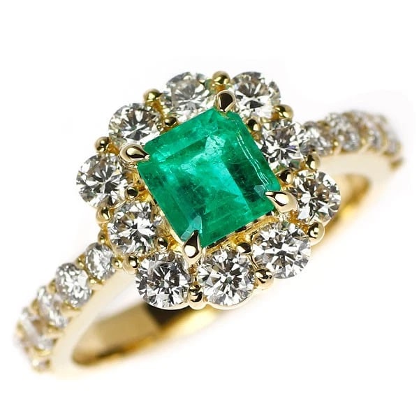 K18YG EMERALD DIAMOND RING: K18YG Emerald Diamond Ring Brand: None Type/Style: Ring Material: K18YG, Main Stone Emerald Color: YG Size: 5.5 - 5.75 US Accessories: None Accessories Notice: When purchasing pre-owned goods, please