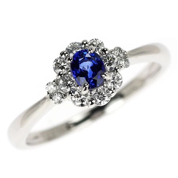 PT900 SAPPHIRE DIAMOND RING: Pt900 Sapphire Diamond Ring Brand: None Type/Style: Ring Material: Pt900, Main Stone Sapphire Color: None Size: 5.5 - 5.75 US Accessories: None Accessories Notice: When purchasing pre-owned goods,