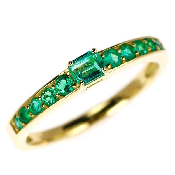 K18YG EMERALD RING: K18YG emerald ring Brand: None Type/Style: Ring Material: K18YG, Main Stone Emerald Color: YG Size: 6.25 - 6.5 US Accessories: None Accessories Notice: When purchasing pre-owned goods, please refer
