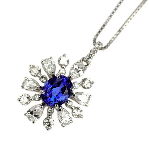 PT900/ PT850 SAPPHIRE DIAMOND PENDANT NECKLACE: Pt900/ Pt850 Sapphire Diamond Pendant Necklace Brand: None Type/Style: pendant necklace Material: Pt900, Main Stone Sapphire Color: None Size: Chain Length 45cm Accessories: None Accessories Notice: