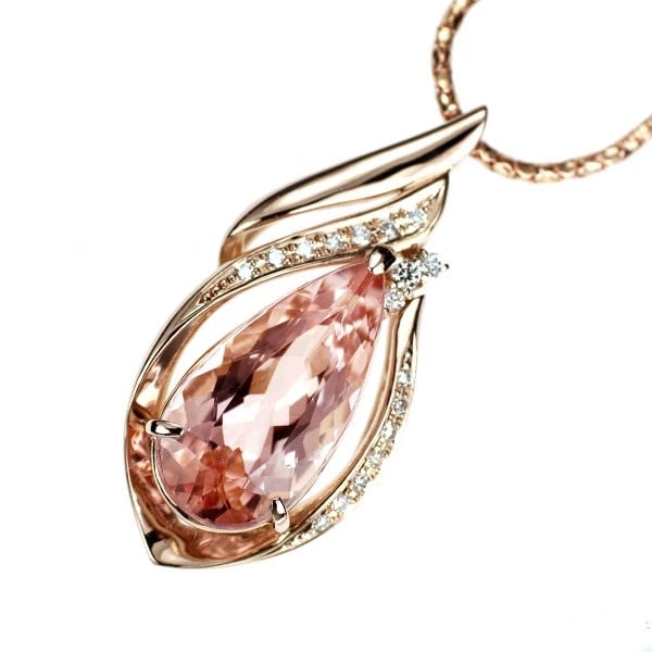 K18PG MORGANITE DIAMOND PENDANT NECKLACE: K18PG Morganite Diamond Pendant Necklace Brand: None Type/Style: pendant necklace Material: K18PG, Main Stone Morganite Color: PG Size: Chain Length 46.5cm Accessories: None Accessories Notice: When