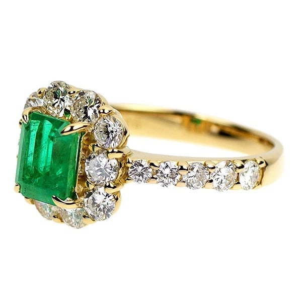 K18YG EMERALD DIAMOND RING - 2