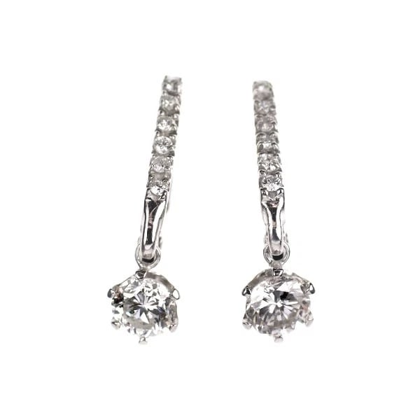 K18WG DIAMOND EARRINGS: K18WG Diamond Earrings Brand: None Type/Style: piercing Material: K18WG, Main Stone Natural Color: WG Size: Length/Width/Diameter 19.5 Accessories: None Accessories Notice: When purchasing pre-owned