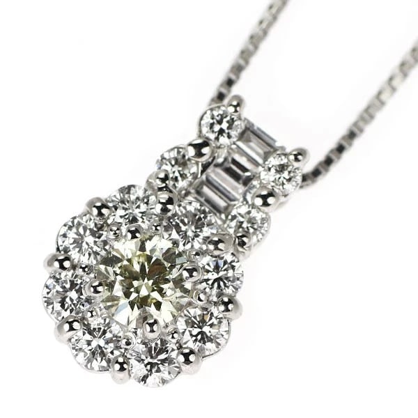PT900/ PT850 DIAMOND PENDANT NECKLACE: Pt900/ Pt850 Diamond Pendant Necklace Brand: None Type/Style: pendant necklace Material: Pt900/Pt850, Main Stone Natural Color: None Size: Chain Length: 45cm Accessories: None Accessories