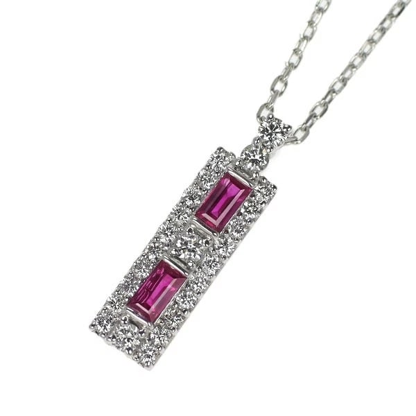 K18WG RUBY DIAMOND PENDANT NECKLACE: K18WG Ruby Diamond Pendant Necklace Brand: None Type/Style: pendant necklace Material: K18WG, Main Stone Natural/Ruby Color: WG Size: Chain Length: 45.5cm Accessories: None Accessories Not