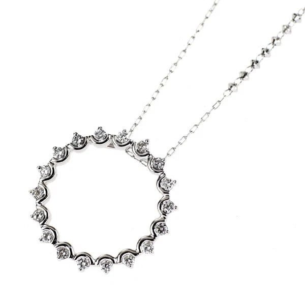 K18WG DIAMOND PENDANT NECKLACE: K18WG Diamond Pendant Necklace Brand: None Type/Style: pendant necklace Material: K18WG, Main Stone Natural Color: WG Size: Chain Length: 45cm Accessories: None Accessories Notice: When purchasing